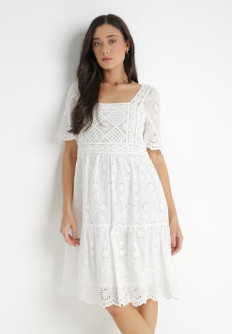 Biała Sukienka z Bawełny Ioneope