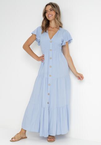 Jasnoniebieska Sukienka z Wiskozy Heeny