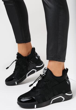 Czarne lakierowane Sneakersy Olarle