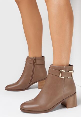 Ciemnobeżowe Botki Atronia