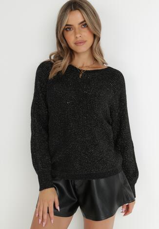 Czarny Sweter z Metaliczną Nitką Floy