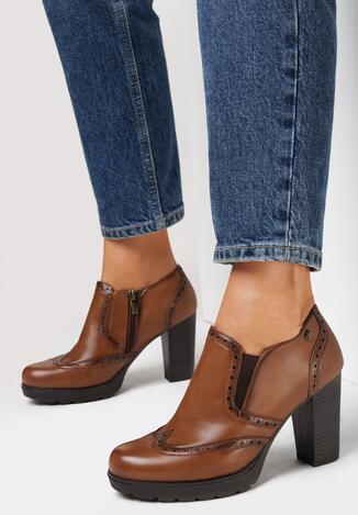 Brązowe Botki ze Skórzaną Wkładką Fabiola