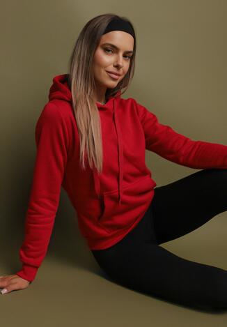 Czerwona Bluza z Kapturem Kasseia
