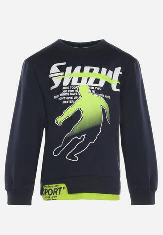 Granatowa Bluza z Nadrukiem Sofja