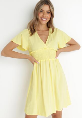 Żółta Sukienka z Wiskozy Gulpari