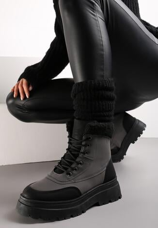 Czarne Traperki z Futerkiem Thalene