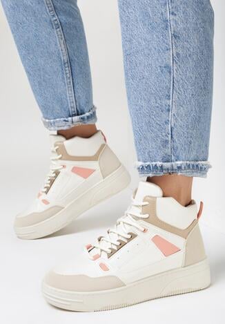 Beżowe Sneakersy na Grubej Podeszwie Damoreia