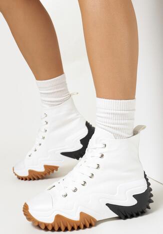 Białe Sneakersy za Kostkę na Platformie z Wypustkami Dunos
