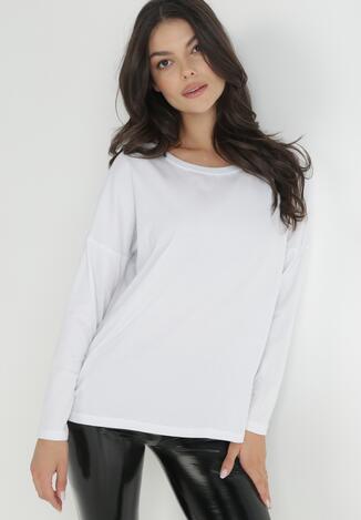 Biała Bluzka z Okrągłym Dekoltem Basic Metae