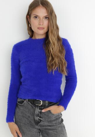 Niebieski Sweter Wełniany z Alpaką Ithei