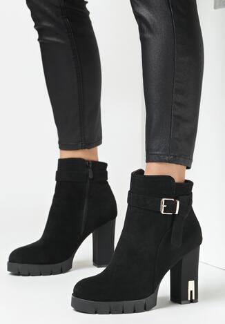 Czarne Botki na Słupku Ancogeus