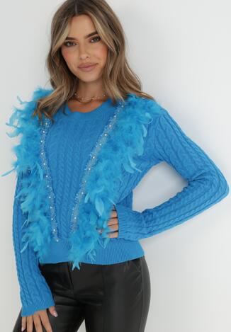 Niebieski Sweter z Piórami Beliita