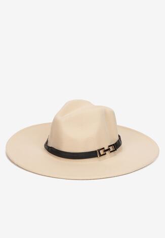 Jasnobeżowy Kapelusz z Szerokim Rondem i Klamerką Pavlina