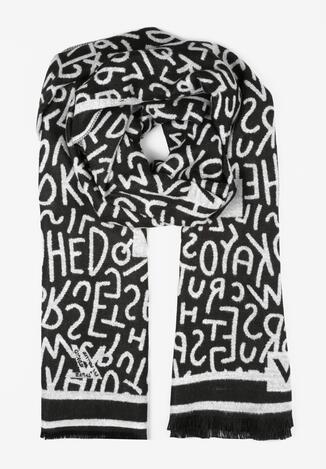 Biały Szalik z Bawełny i Wiskozy z Nadrukiem Cellah