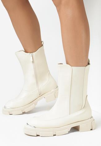 Beżowe Botki Sztyblety Imas