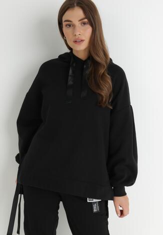 Czarna Bluza Oversize z Kapturem Kulsum