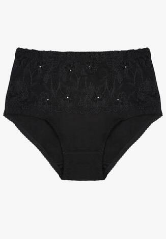 Czarne Majtki Figi z Koronką i Cyrkoniami Drago