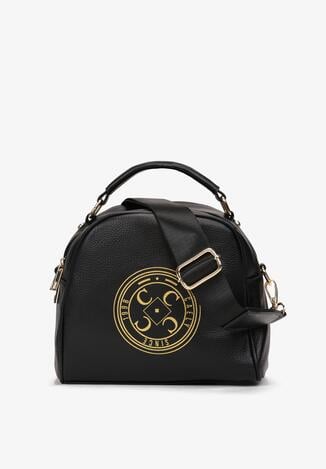 Czarna Torebka na Ramię z Nadrukiem Stesha