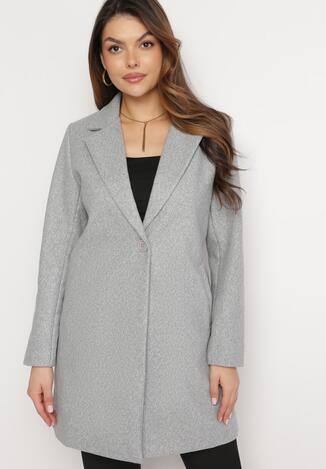 Szary Płaszcz Jednorzędowy Sono