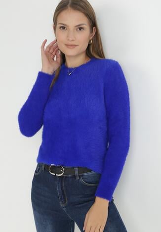 Granatowy Sweter Wełniany Voma