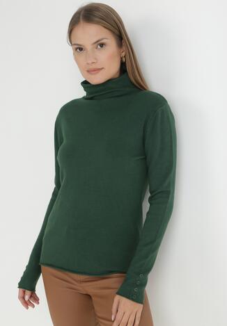 Ciemnozielony Golf z Guzikami przy Rękawach Vagelie