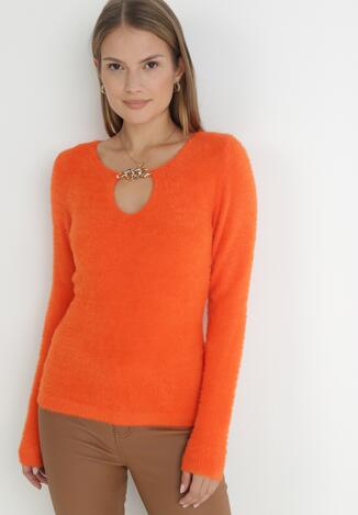 Pomarańczowy Sweter z Łańcuszkiem Zilfi