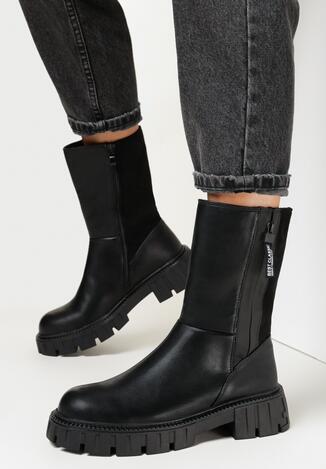 Czarne Botki Workery z Suwakiem Dorota