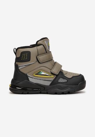 Zielono-Żółte Traperki Sportowe na Rzepy Nezule