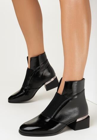 Czarne Botki na Słupku Dahi