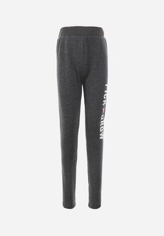 Ciemnoszare Legginsy z Nadrukiem na Nogawce Dima