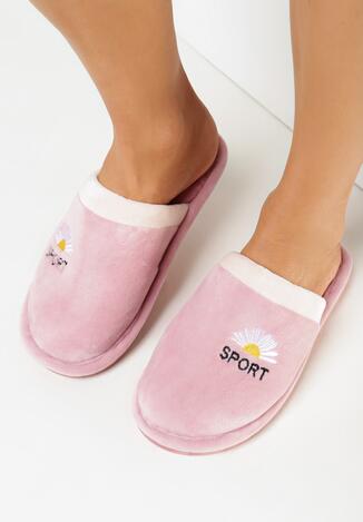 Różowe Kapcie z Haftowaną Stokrotką Tazi