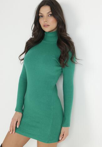 Zielona Sukienka Bawełniana z Golfem Rormo