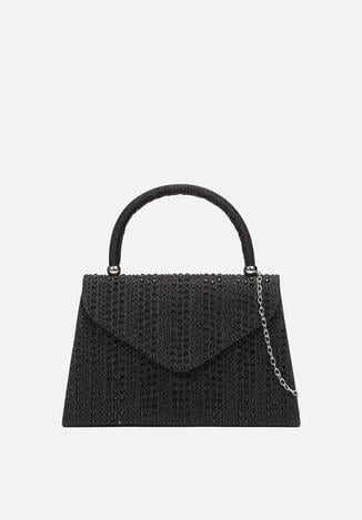 Czarna Torebka Mała Brokatowa z Cyrkoniami Kamea