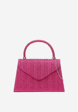 Fuksjowa Torebka Mała Brokatowa z Cyrkoniami Kamea