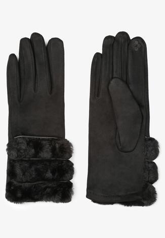 Czarne Rękawiczki z Futerkiem Oddos