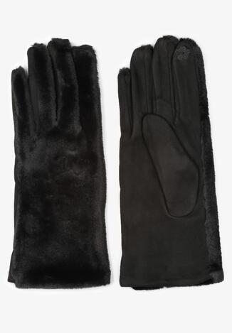 Czarne Pluszowe Rękawiczki Fride