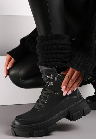 Czarne Sznurowane Traperki Workery Thist
