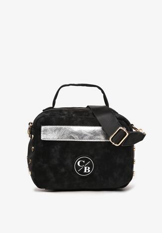 Czarna Torebka z Metaliczną Wstawką i Napami Ovora
