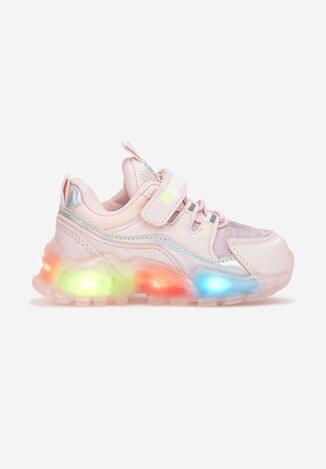 Różowe Buty Sportowe z Podeszwą LED Jaslyn