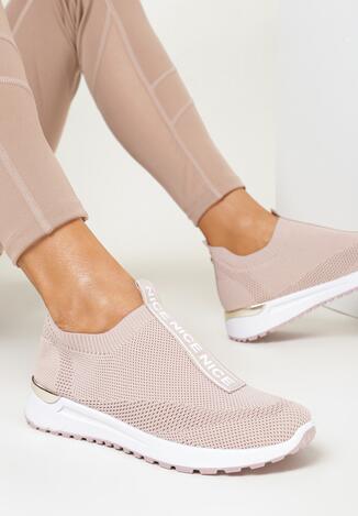 Różowe Buty Sportowe z Elastyczną Cholewką i Ozdobną Taśmą Zaharah