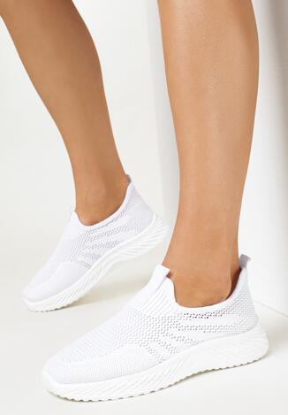 Białe Wsuwane Buty Sportowe z Elastyczną Cholewką Sobhe