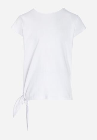 Biała Koszulka z Krótkim Rękawem i Ozdobnym Wiązaniem Pryncess