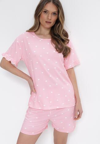 Różowy 2-częściowy Komplet Piżamowy z T-shirtem i Szortami Brionne