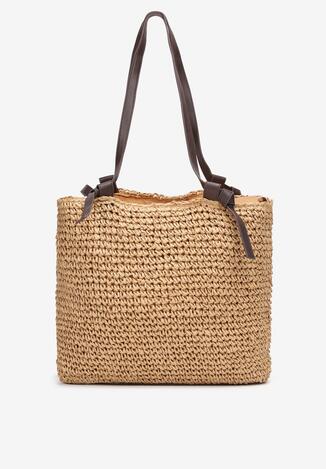 Beżowa Pleciona Torebka Tote Na Ramię Faeresa