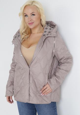 Beżowa Kurtka Pikowana z Kapturem Mekke