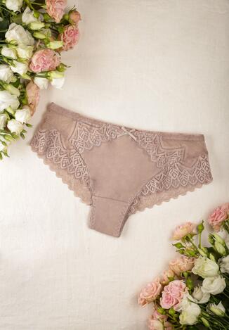 Beżowe Koronkowe Majtki Figi z Klasycznym Stanem Aeliana