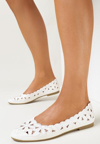 Białe Ażurowe Balerinki z Wycięciami Lucilla