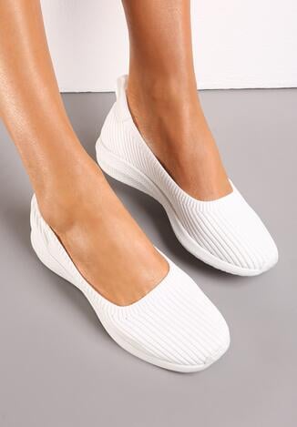 Białe Tenisówki z Elastyczną Cholewką Uzane