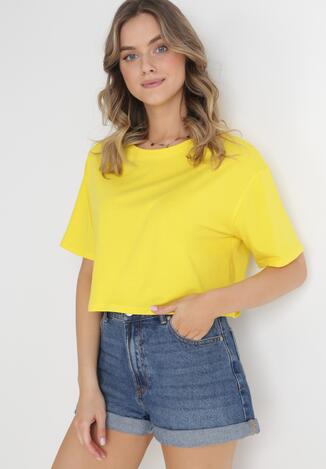 Żółty Krótki T-shirt Oversize Lilu