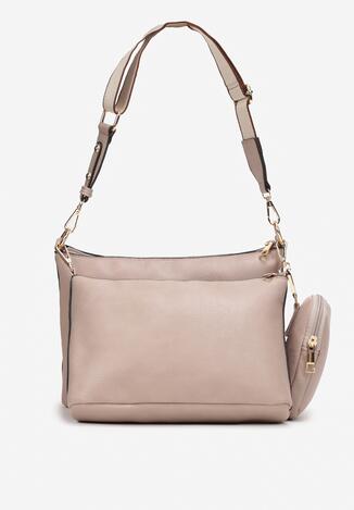 Jasnoróżowa Torebka na Ramię z Imitacji Skóry i Dodatkową Saszetką Ceras